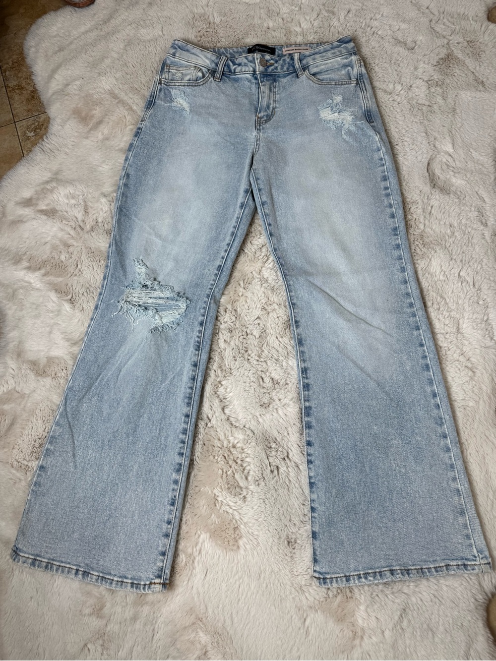 low rise baggy flare Distressed Women's Jeans